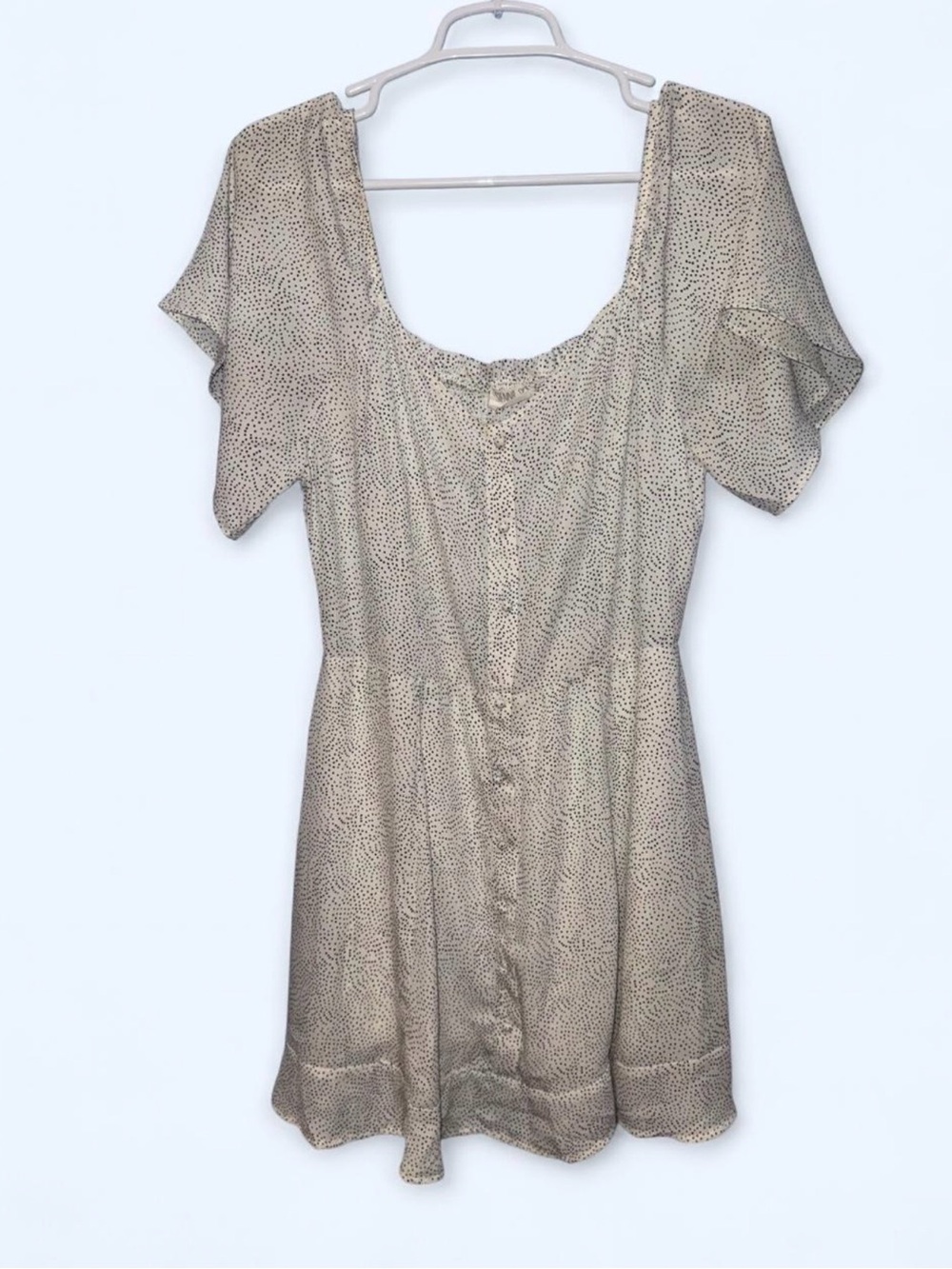 Sienna Sky Cream Microdot Button-Front Midi Dress